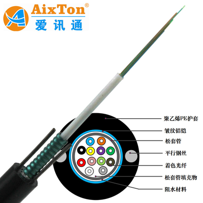Cable de fribra óptica GYXTW fibroóptico 4 de la solución de FTTx solo cable de descenso al aire libre con varios modos de funcionamiento modelo de 6 8 12 corazones