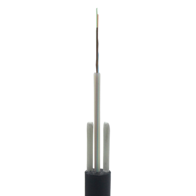 Cable de fibra aérea exterior centro tubo suelto 4 núcleos G652D GYFXTY PE chaqueta FRP alambre mensajero