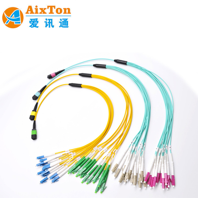 Cable MPO de fibra óptica OM3 de modo único de 8, 12 y 24 núcleos para puente de fibra óptica MPO MTP con Ethernet 10G a una distancia de 300 m a 850 nm