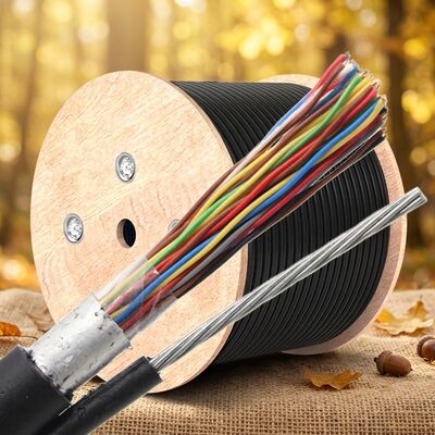 Cable telefónico para exteriores Cat3 con alambre de acero de 100 pares, 200 pares, 50 pares